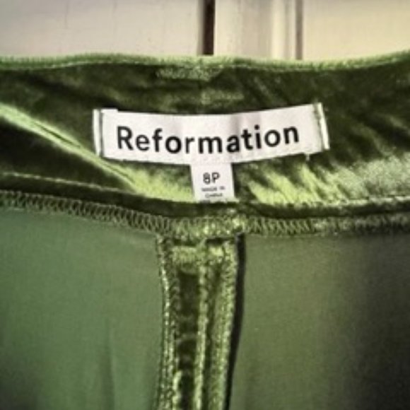 Reformation Green Wes Velvet Trousers - Picture 3 of 5